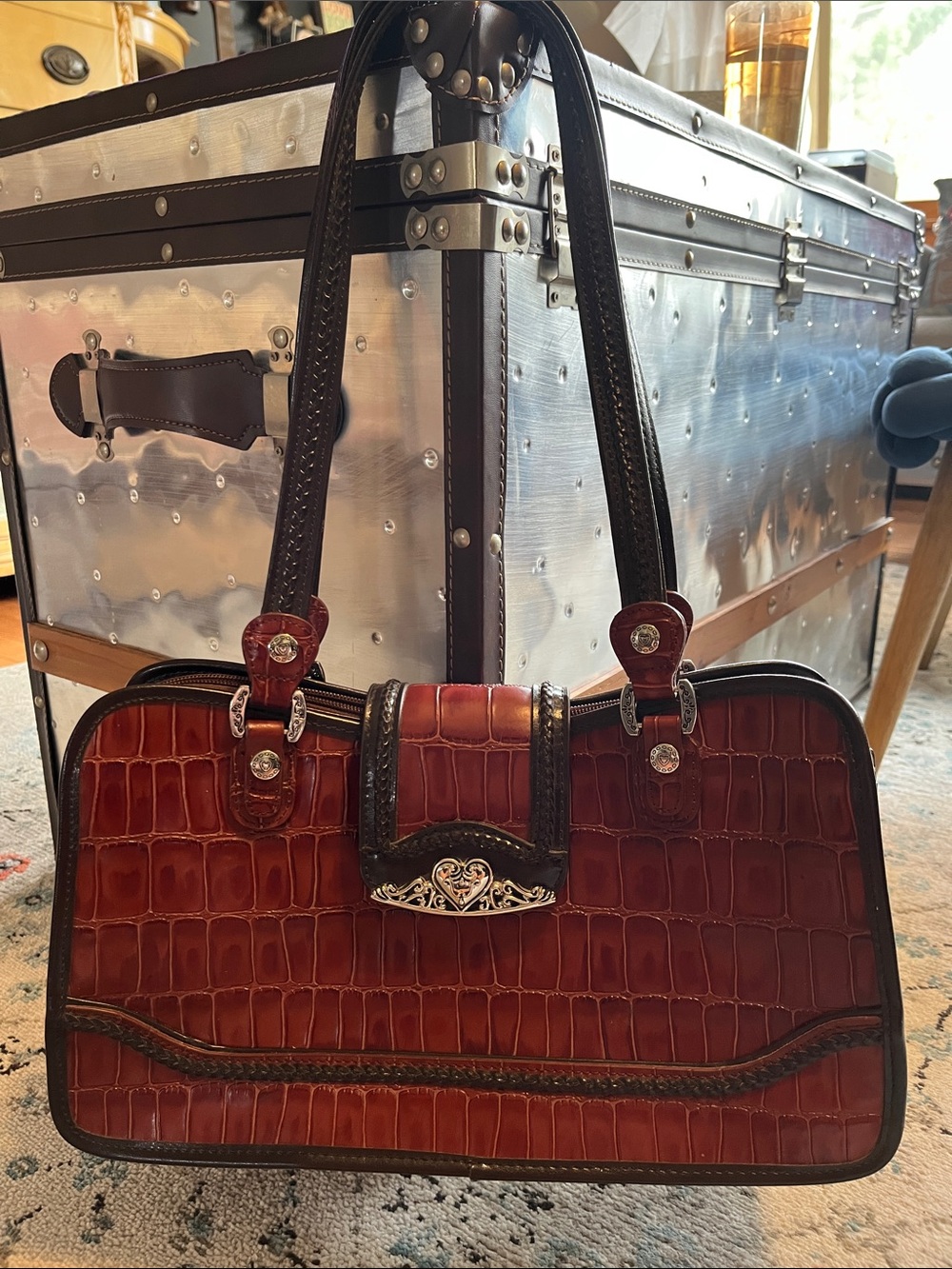 Vintage Marc Chantal Vegan Leather Croc Embossed Purse